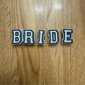 Black and White 'BRIDE' Letter For Crocs